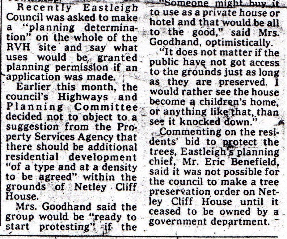 Netley Cliff under threat for demolition 1979