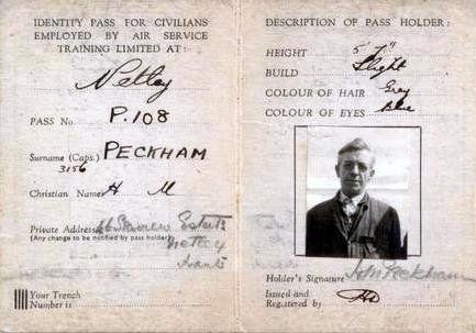 Received from source Tom Peckham's Dad's Identity Pass for ATS Hamble