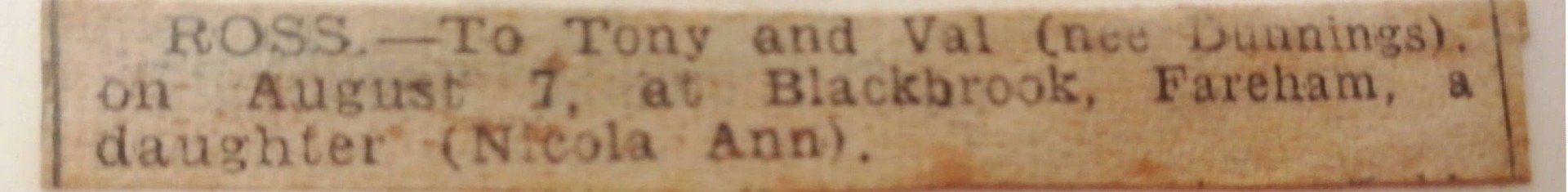 Shared Netley Village Stories - Dunnings, Ross