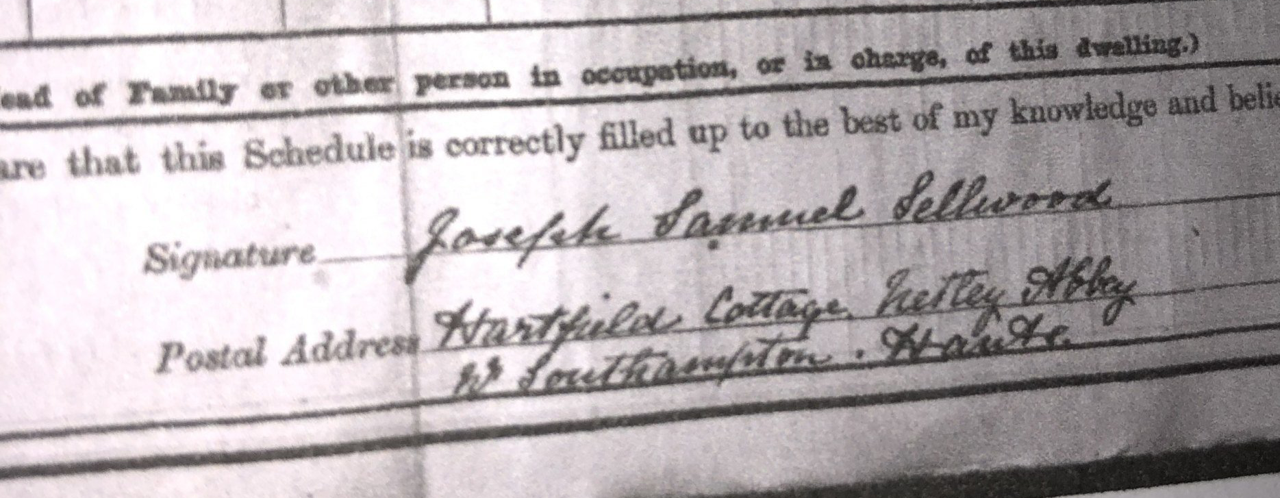 Netley Abbey Village - 1911 Census