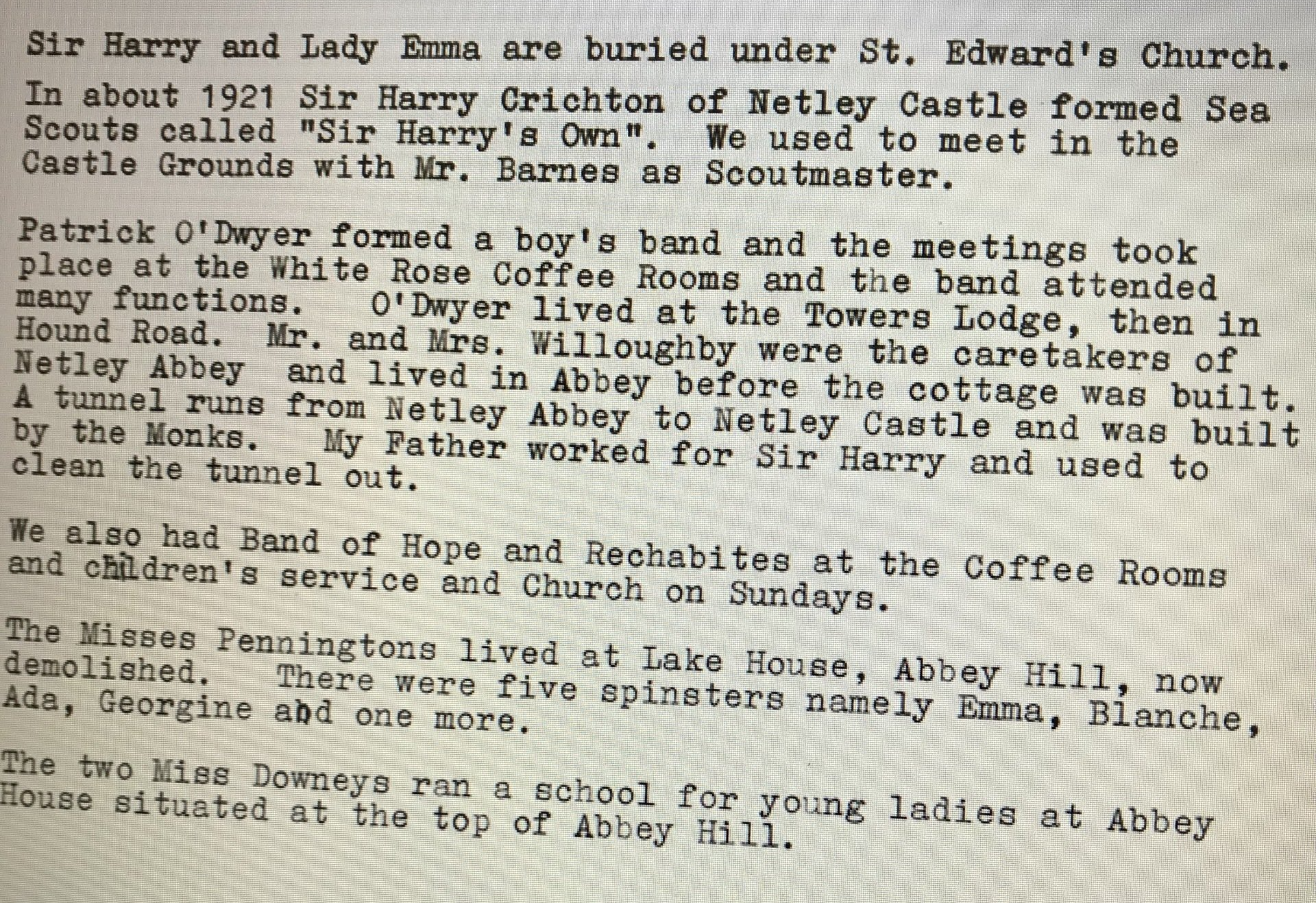 Mr Sharp's Memories of Netley Abbey Village