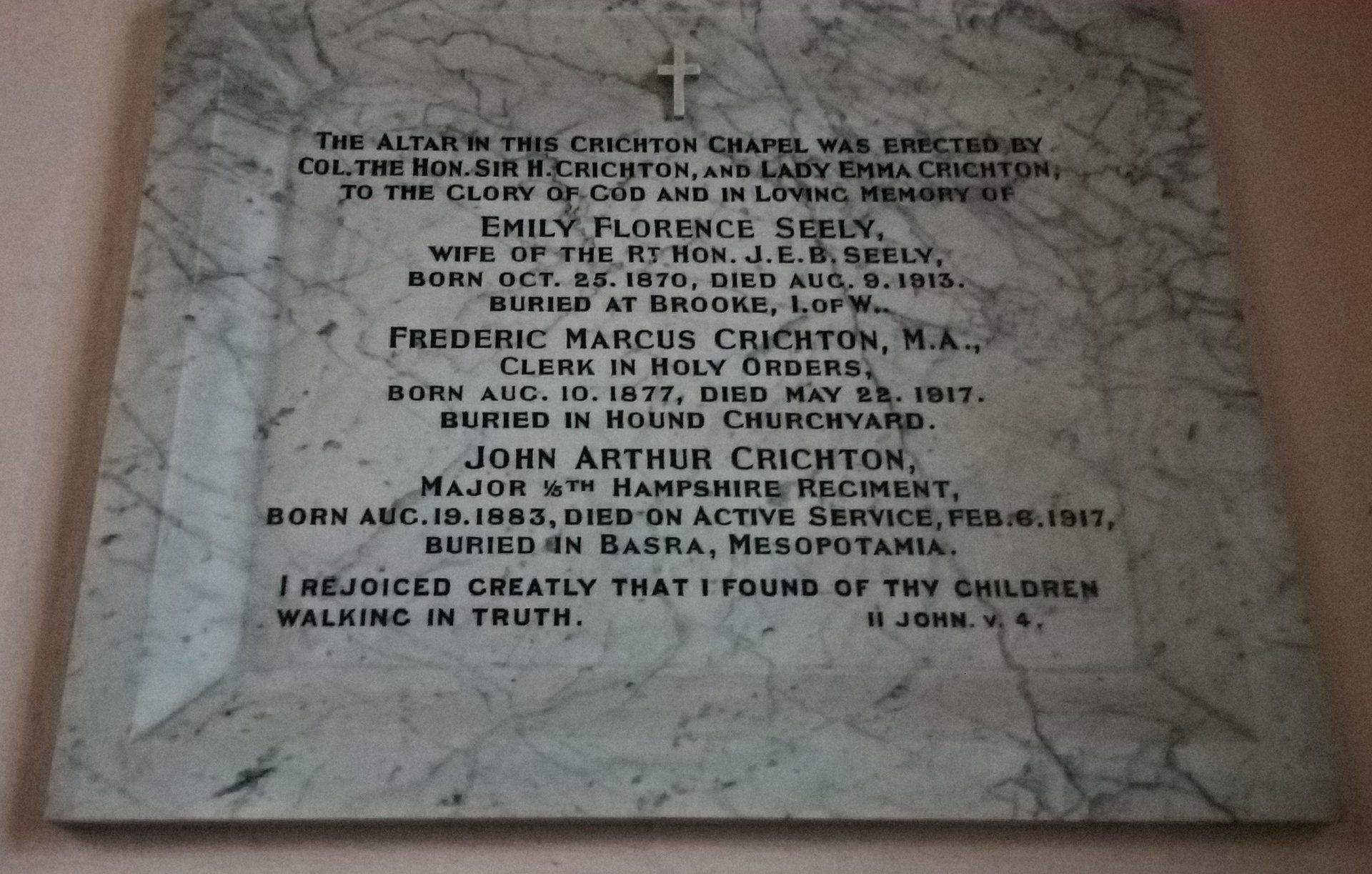 Memorial to Crichton Family at St Edward's Church