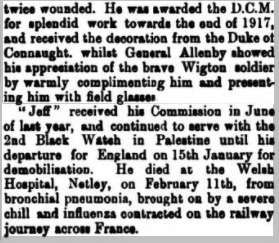 Second-Lt J J Twentyman at Netley Hospital 1919