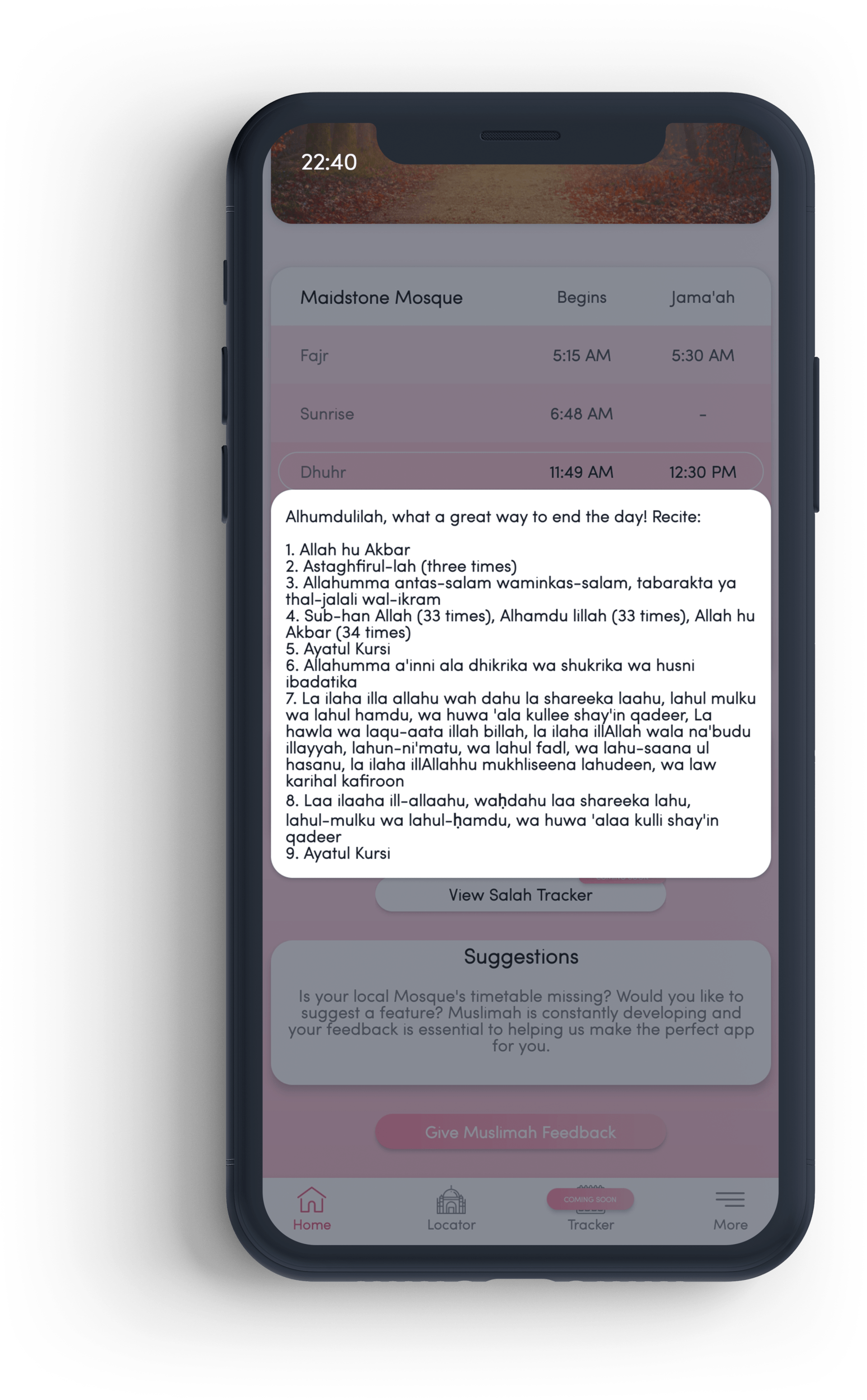 Pop-Up Duas Muslimah App Phone mockup