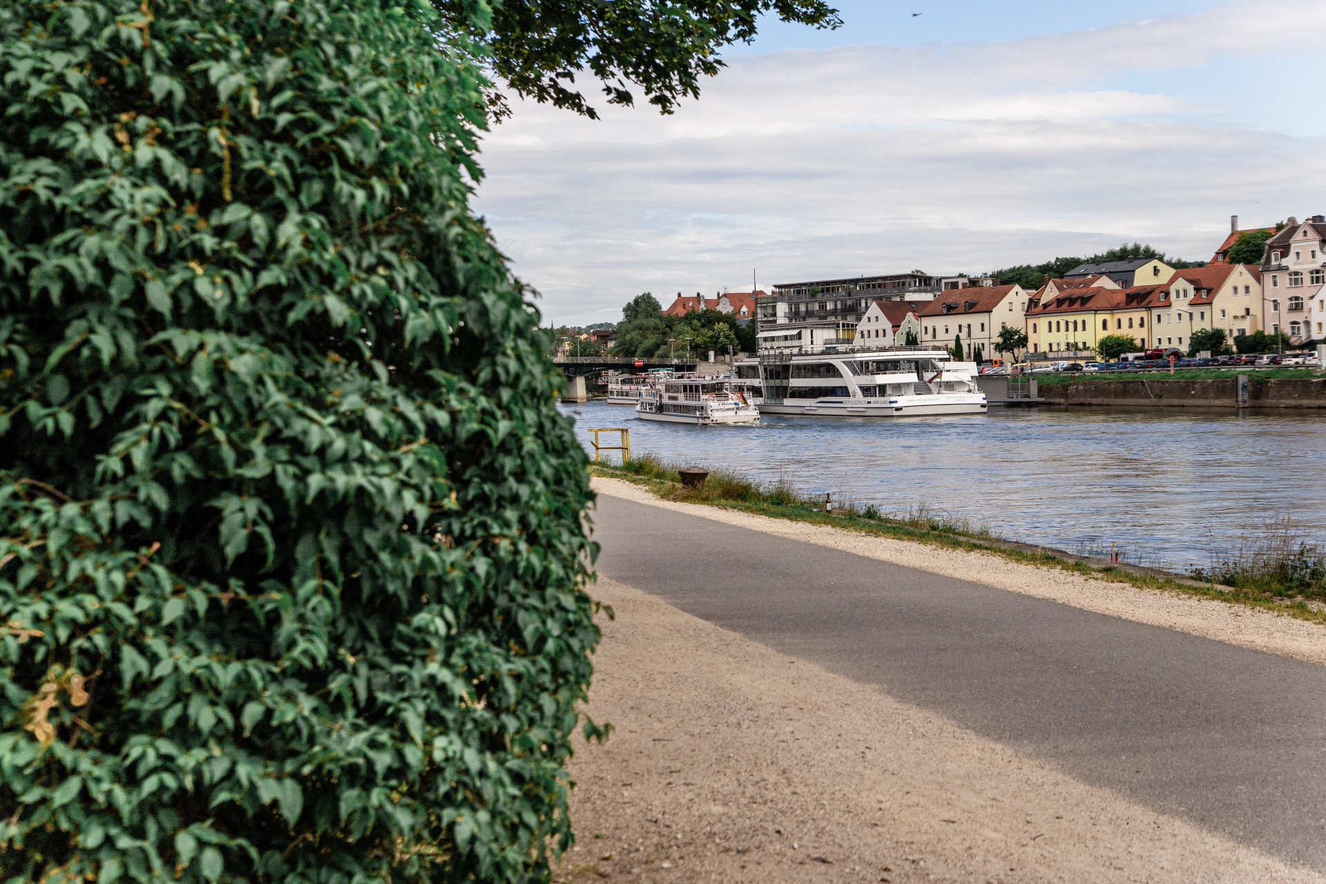 Das Foto zeigt den Blick vom Villapark aus auf die Donau in Regensburg