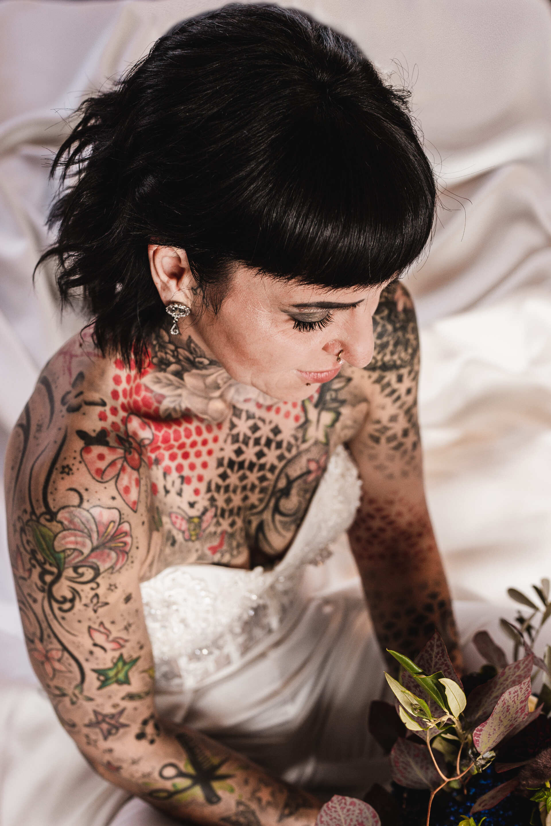 Braut von oben Dieses Bild zeigt die Braut von einer kreativen Perspektive von oben