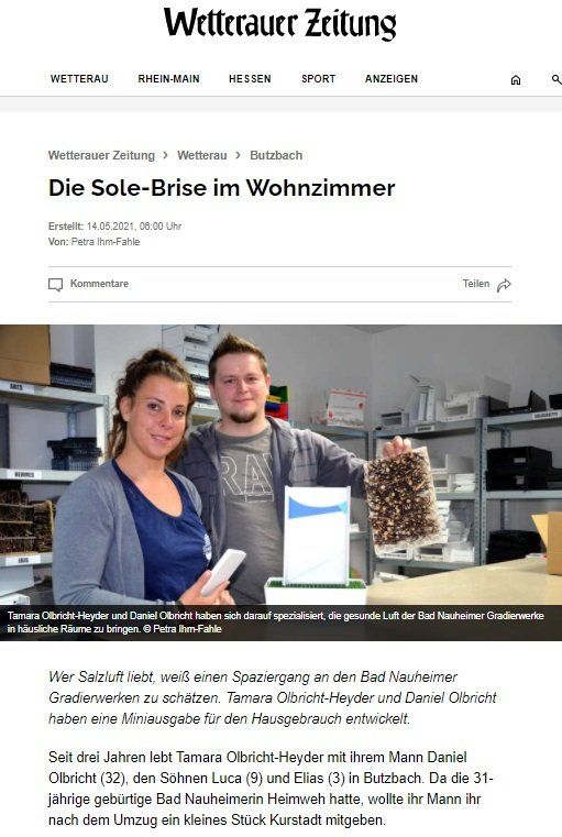 Mini-Gradierwerke in der Wetterauer Zeitung - Die Sole-Brise im Wohnzimmer Mini-Gradierwerke in der Wetterauer Zeitung - Die Sole-Brise im Wohnzimmer