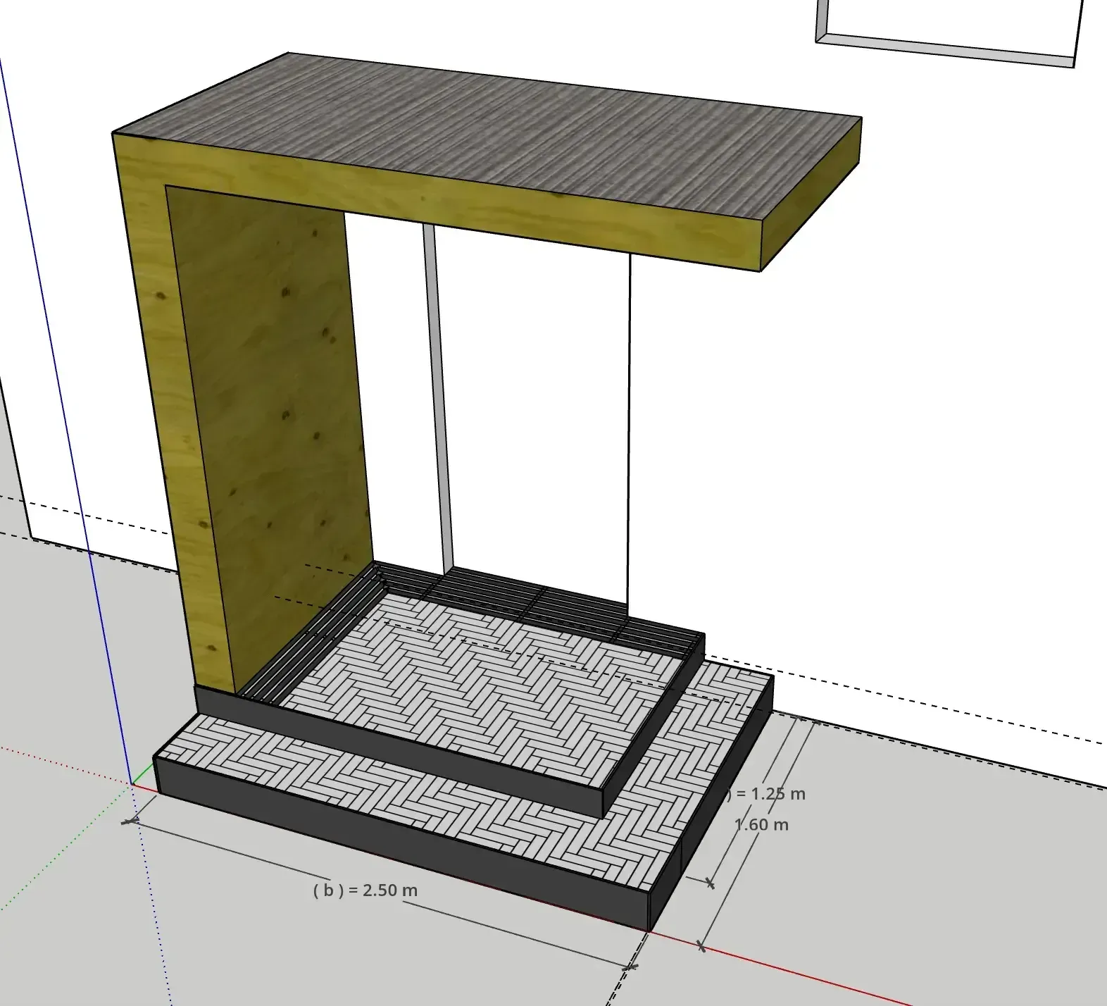 Design Vorschau des Eingangspodest mit Stufen