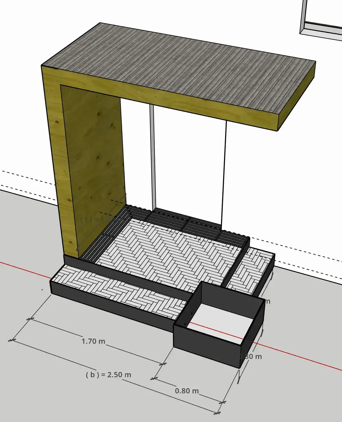 Design Vorschau des Eingangspodest mit Blumenbeet