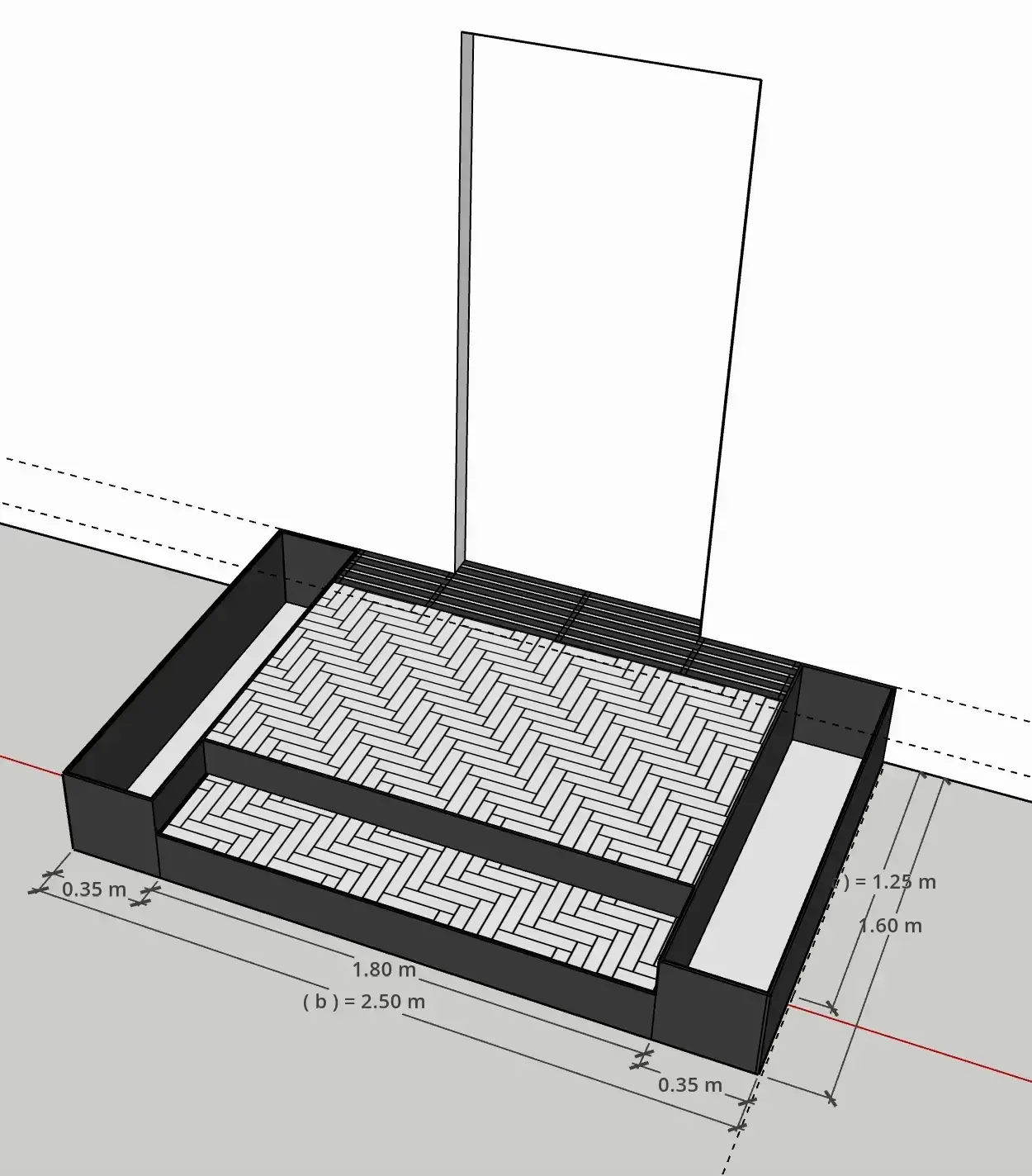 Design Vorschau Eingangspodest mit zwei Beeten