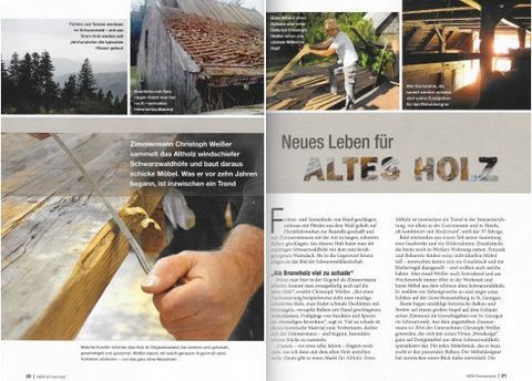 woodesign neues Leben für Altes Holz Zeitungsartikel