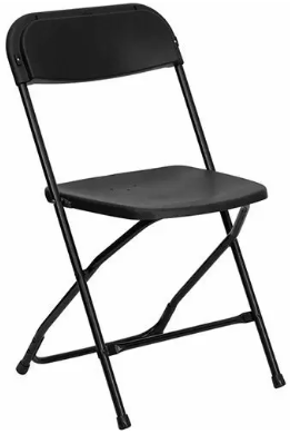 Rental Folding Chair Black Plastic Seat in NYC Rental Folding Chair Black Plastic Seat in NYC