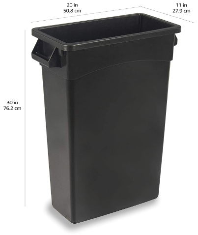 Rental Commercial 23 Gallon Slim Trash Can, Black in NYC Rental Commercial 23 Gallon Slim Trash Can, Black in NYC