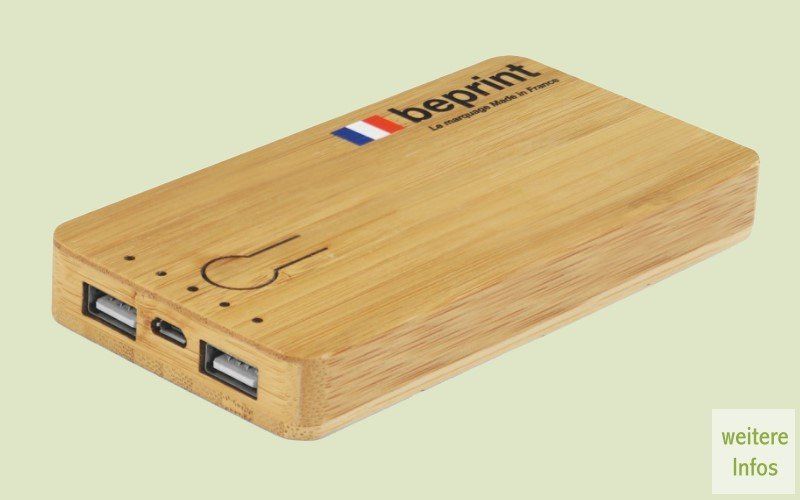 Elegante Powerbank aus Bambus, nachhaltig, umweltschonend