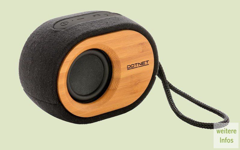 Bluetooth Lautsprecher aus Bambus, Gehäuse und Stoff aus nachhaltigen Material