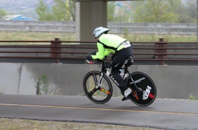Mr. Wright during a bike race