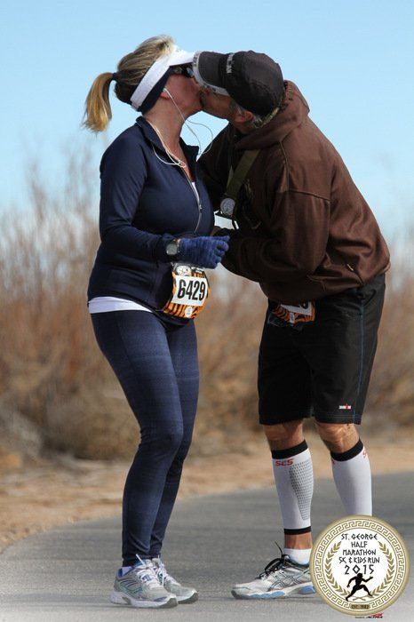 The Wrights Kissing During a Race