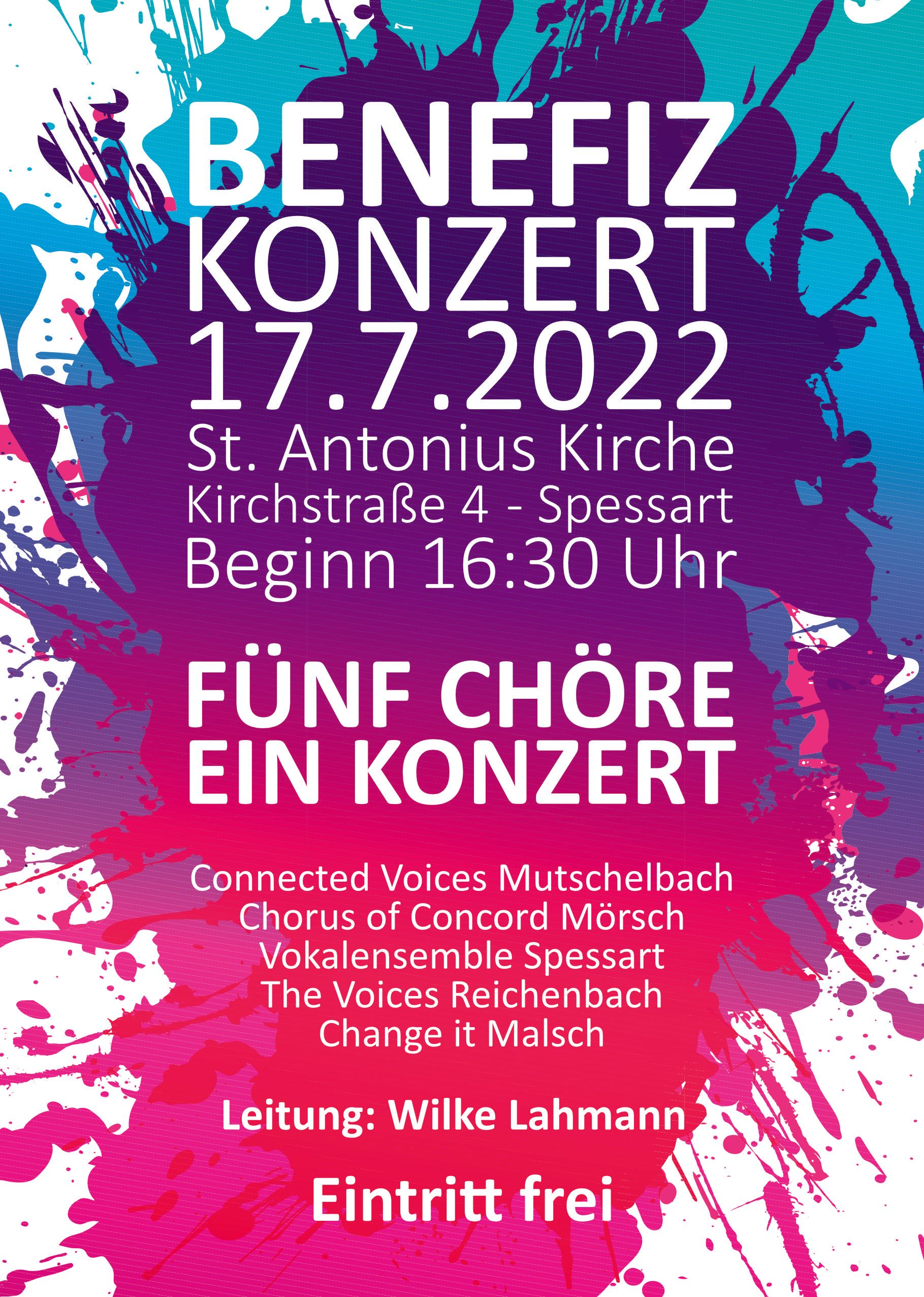 Plakat Benefizkonzert 17.7.22 Change it und weitere Chöre von Wilke Lahmann