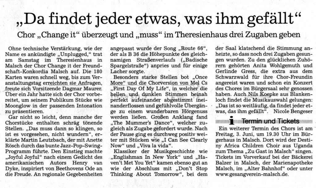 Bericht Badische Neueste Nachrichten