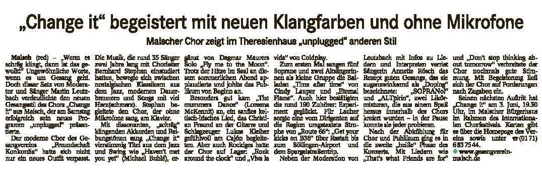 Konzertbericht Change it vom