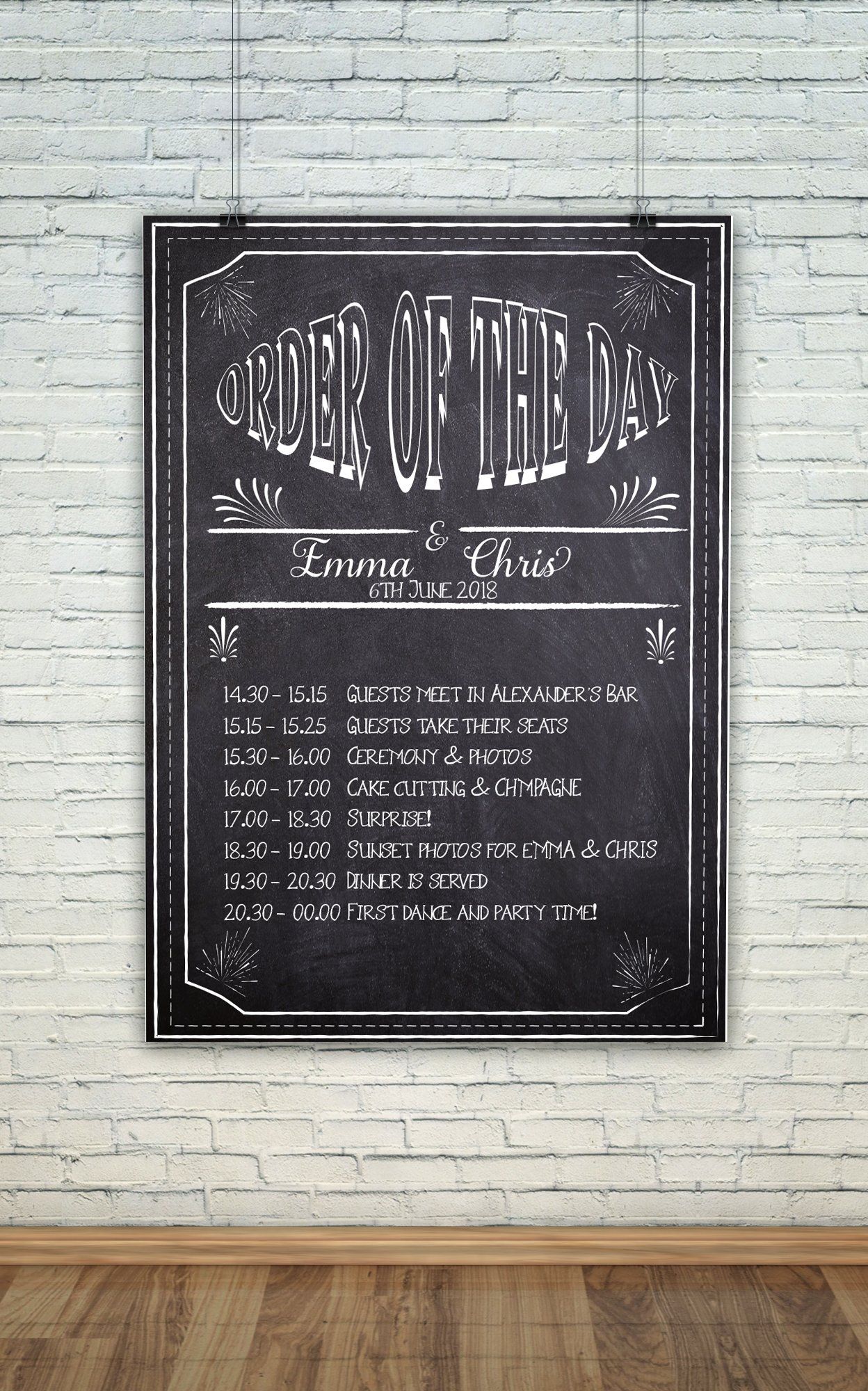 chalboard order of service