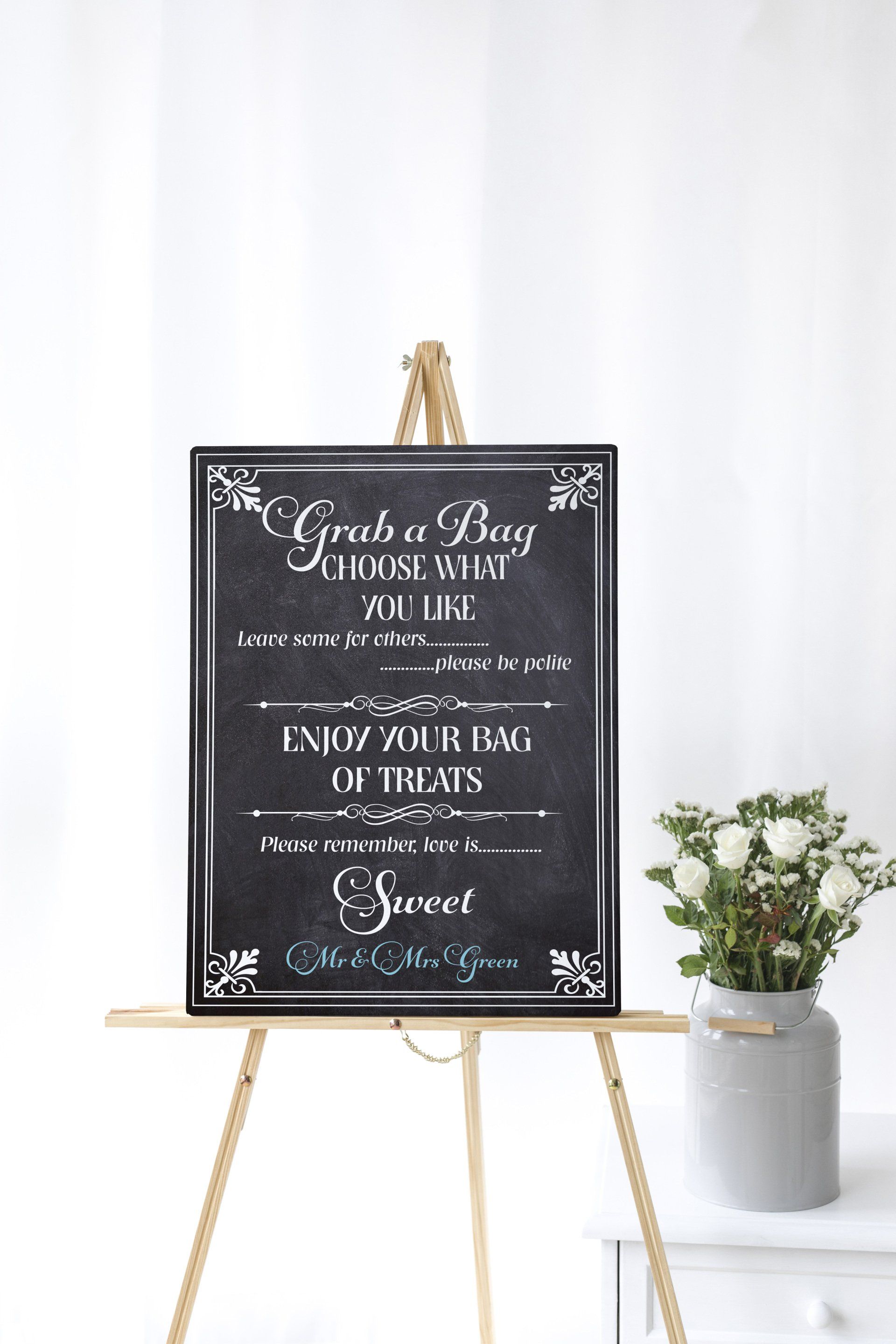 candy cart sign for wedding