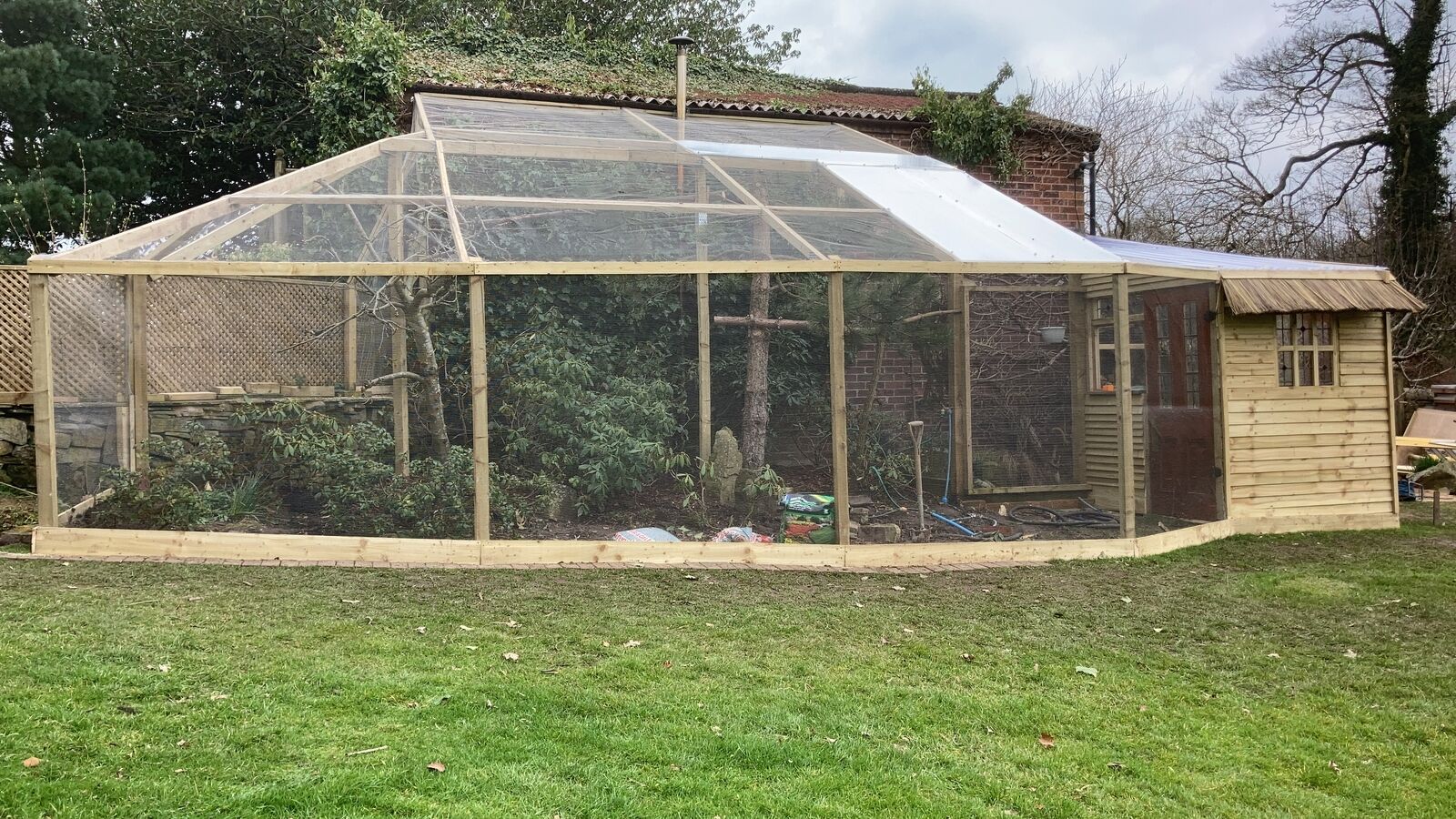Backyard large aviary with ClearMesh