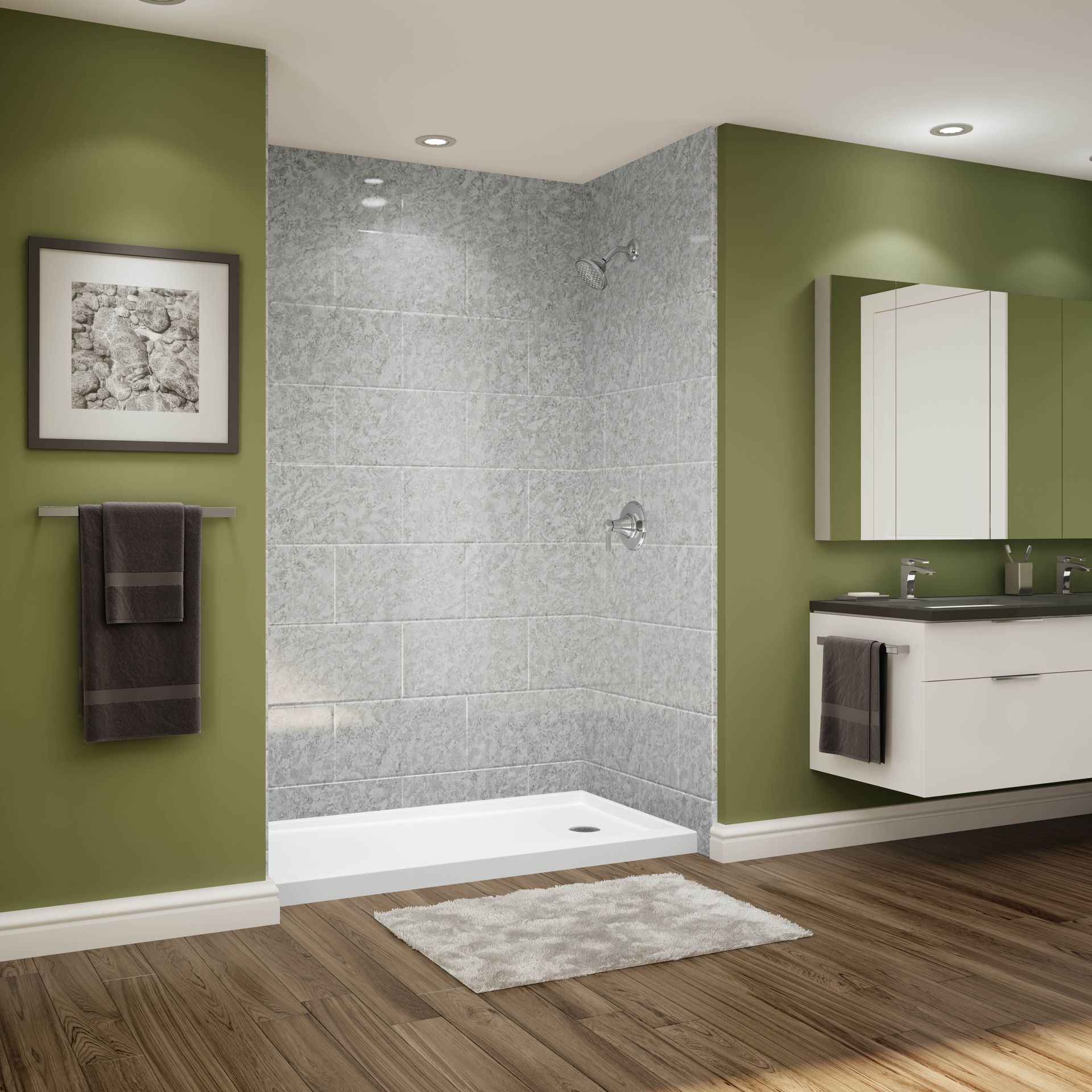 Tub to shower conversion Walk in Gray Brick design