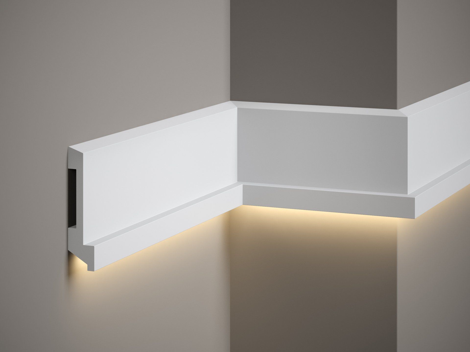 Die Mardom Decor MD025 ist eine gerade modern geschnittene und extrem stabile Polymer-Leiste, die renovierungsfrei ist und für Laufstrecken geeignet ist. Ob als Sockelleiste, Deckenleiste, Wandleiste oder für die indirekte Beleuchtung – diese Leiste erfüllt alle Ansprüche. Der große Kabelkanal eignet sich perfekt für Wandkabel und Drähte und verdeckt diese auf elegante Weise. Die Laufstrecken bleiben viele Jahre renovierungsfrei. Das stoßfeste Material ist robust und lcihtdicht. Die stufige Profilleiste ist auch in Premium weißer Endlackierung erhältlich.
