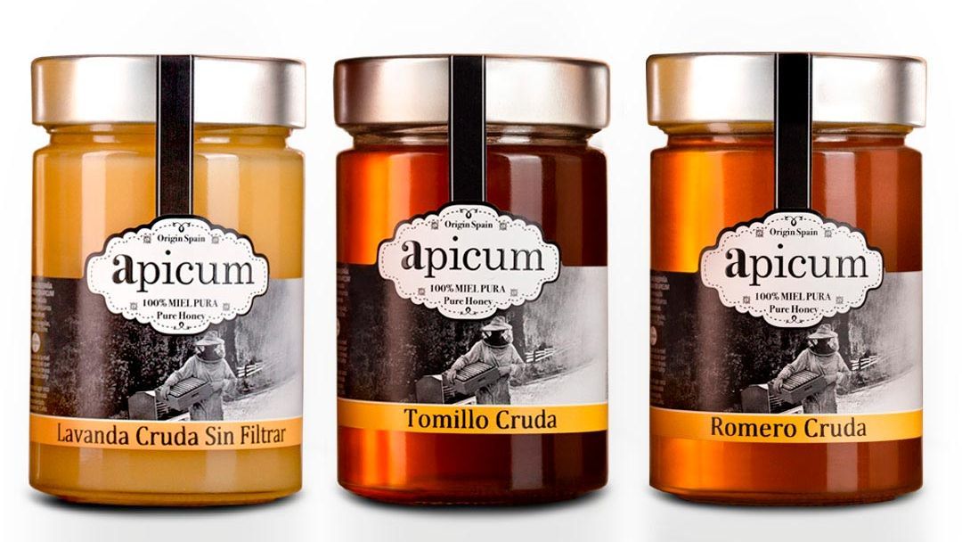 Miel cruda de Romero, miel cruda de Tomillo y miel de Lavanda cruda sin filtar . Pack Mediterráneo Apicum