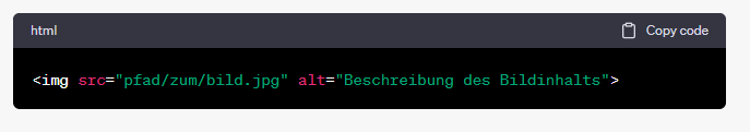 Alt Attribut in Code einsetzen Alt Attribut in Code einsetzen