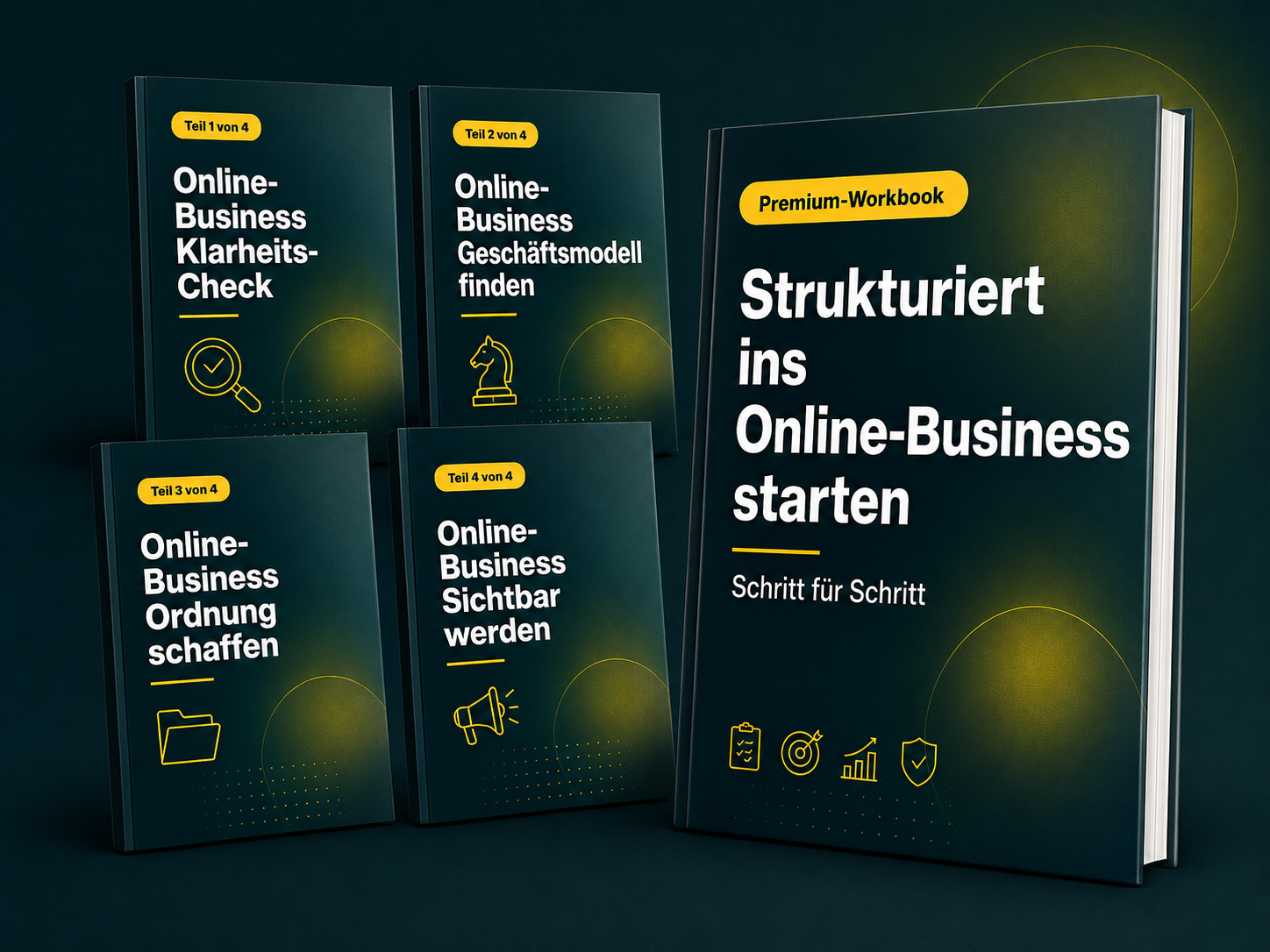 Online-Business Workbooks und Premium-Workbook als Mockup