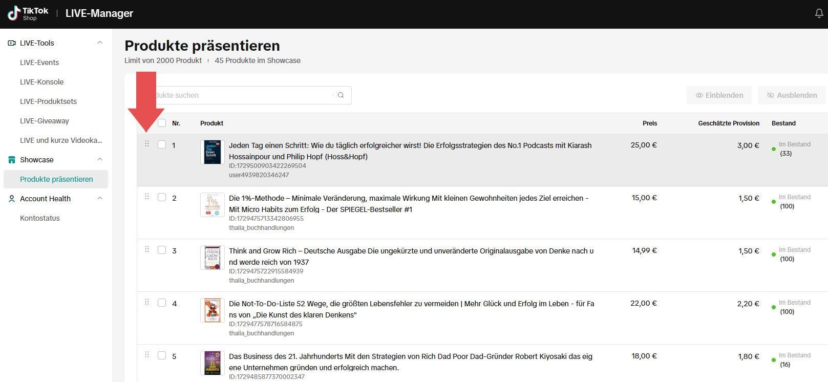 Tiktok Showcase sortieren - so geht es Tiktok Showcase sortieren - so geht es
