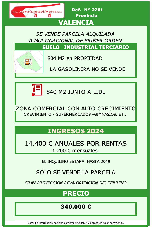 REF 2201 - VALENCIA TERRENO EN VENTA ALQUILADO