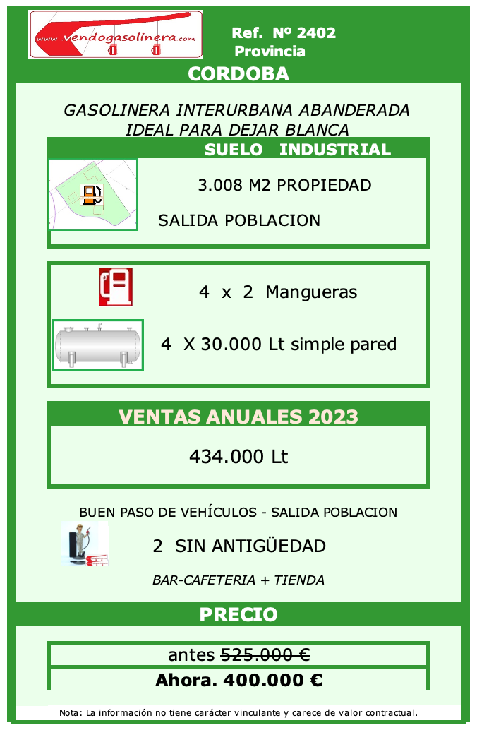 Ref. 2402 Cordoba Gasolinera en venta en Cordoba