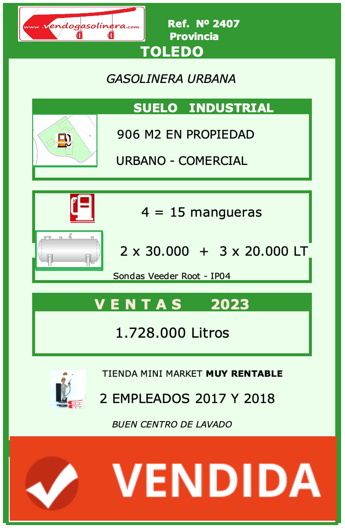 Ref. 2407  TOLEDO Venta Gasolinera Urbana Toledo