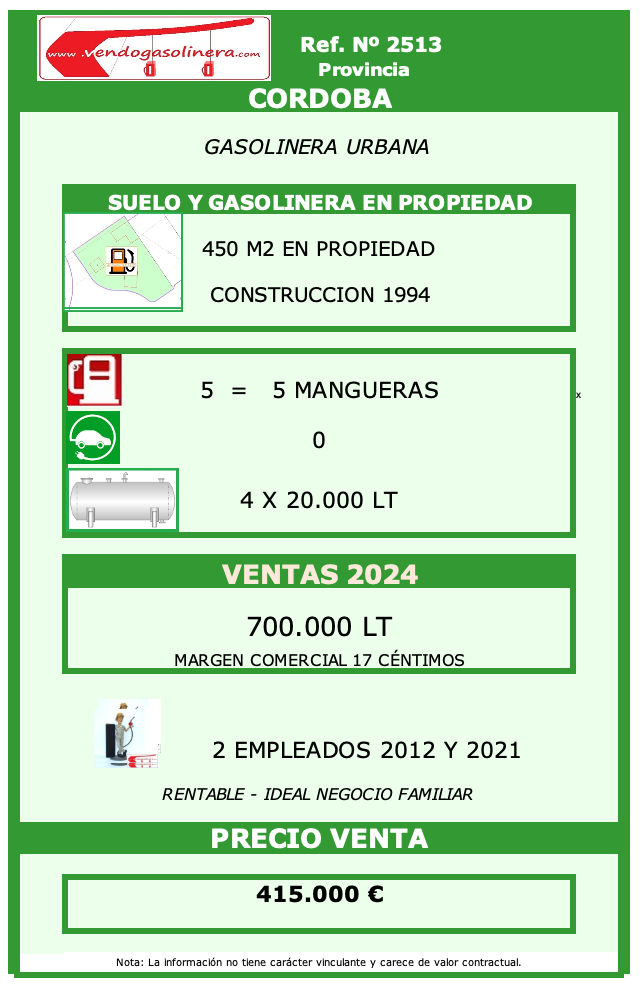 Ref.2513 - CORDOBA Gasolinera en venta en Córdoba - Urbana
