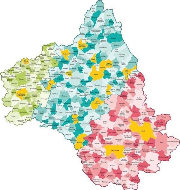 Zone d'arrivée des réfugiés mosellans en Aveyron