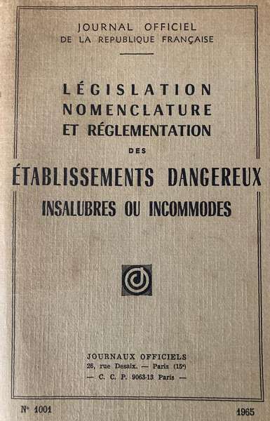 Nomenclature établissements insalubres 1965