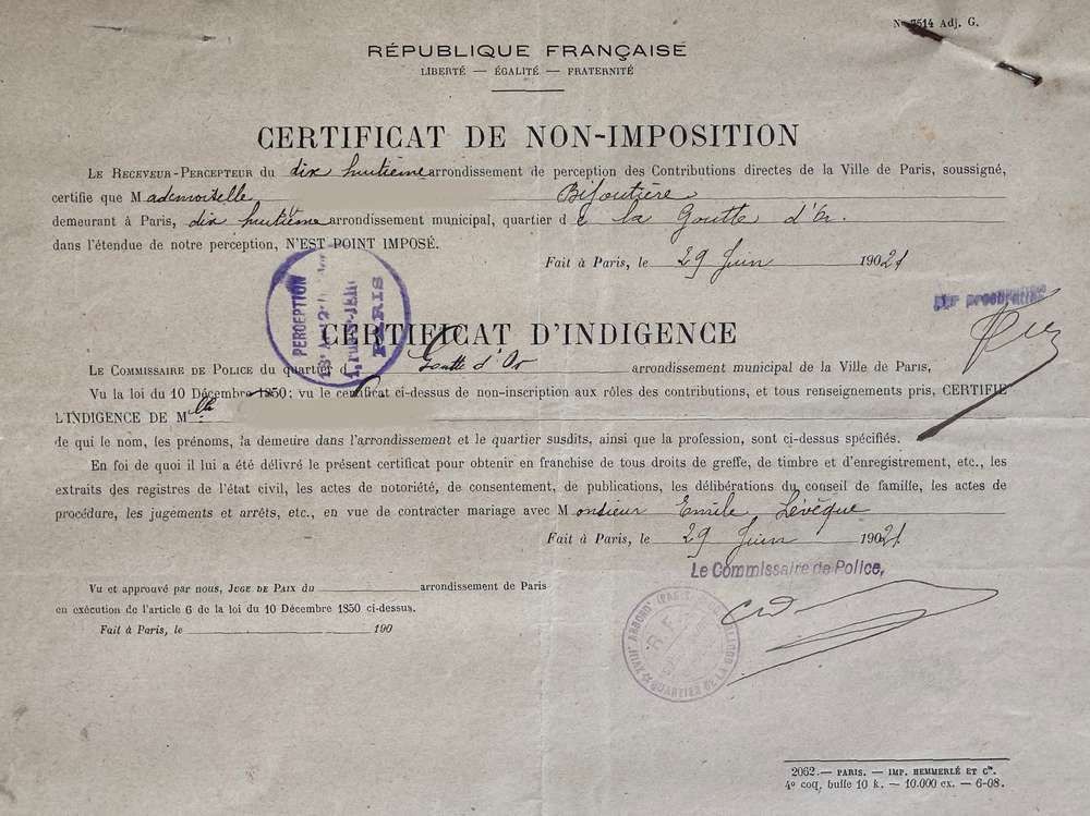 Certificat indigence