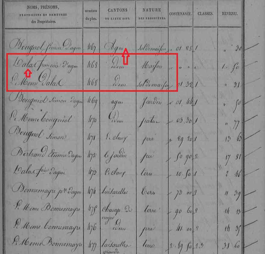 Extrait d'un état de section