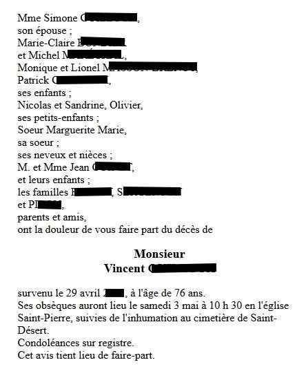 Avis de décès