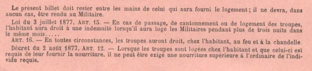 Billet logement 1877