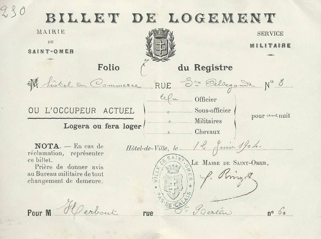 Billet logement Saint Omer