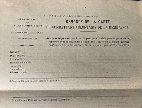 Demande de Carte CVR