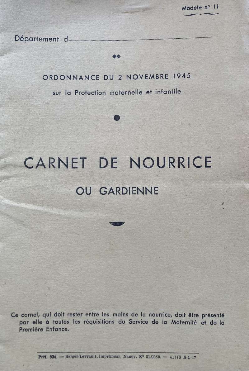 Carnet nourrice ou gardienne
