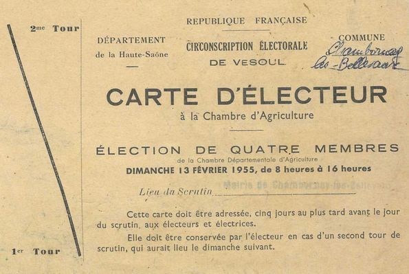 Carte électeur chambre agriculture