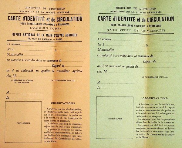 Carte d'identité d'étrangers