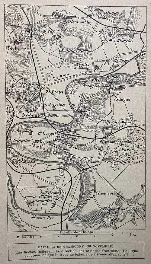 Plan de la bataille de Champigny- novembre 1870