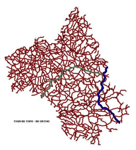 Carte 2011 des autoroutes routes nationales et départementales en Aveyron